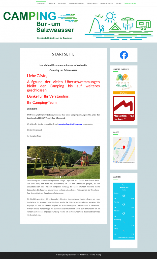 Chris Schoellen Webdesign - Camping Um Salzwaasser Website Screenshot Startseite
